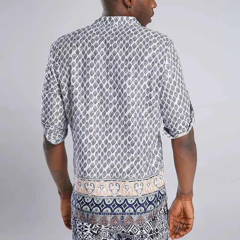 2021 Ethnic Style Print Mens Shirt Short Sleeve Stand Collar Loose Casual Tops Summer Brand Hawaiian Shirts Men Vintage Camisa
2021 Ethnic Style Print Mens Shirt Short Sleeve Stand Collar Loose Casual Tops Summer Brand Hawaiian Shirts Men Vintage Camisa