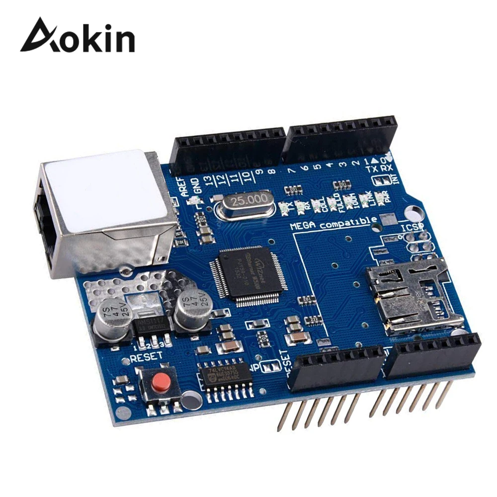 Сетевая плата W5100 Ethernet Shield W5100 R3 UNO Mega 2560 1280 328 UNR макетная плата со стандартом для Arduino
Сетевая плата W5100 Ethernet Shield W5100 R3 UNO Mega 2560 1280 328 UNR макетная плата со стандартом для Arduino