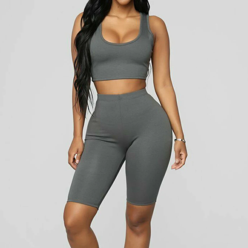two piece set Summer Casual Women Sports Set Gym Running Skinny Clothing Solid Workout Sleeveless Crop Top and Pants Set 2019
two piece set Summer Casual Women Sports Set Gym Running Skinny Clothing Solid Workout Sleeveless Crop Top and Pants Set 2019