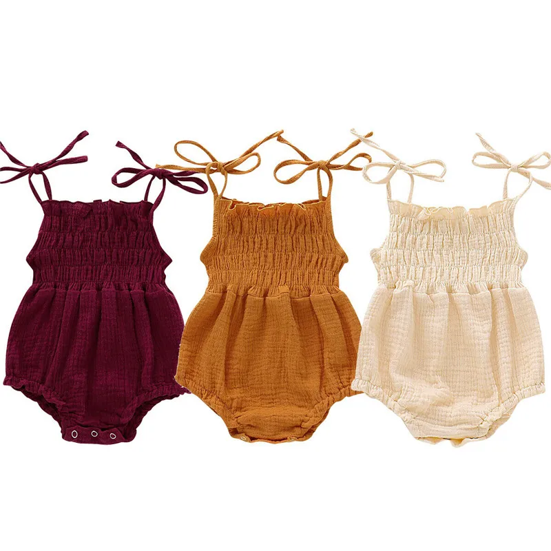0-18M Summer Newborn Clothes Infant Baby Girl Solid Romper Sleeveless Sling Belt Jumpsuit Sunsuits Baby Girl Cotton Clothes
0-18M Summer Newborn Clothes Infant Baby Girl Solid Romper Sleeveless Sling Belt Jumpsuit Sunsuits Baby Girl Cotton Clothes