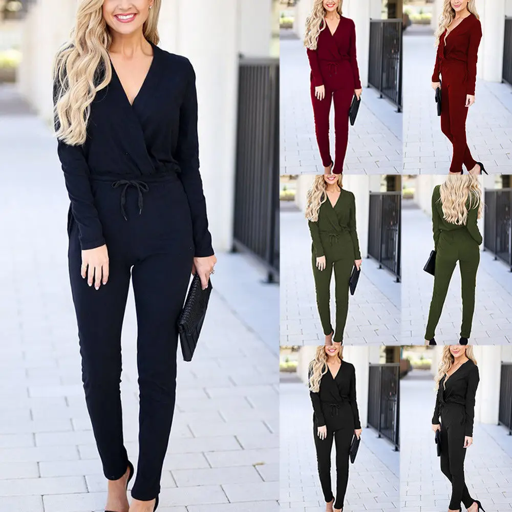 Women Ladies One Piece Jumpsuit Clothes Elegant V-Neck Long Sleeves Trousers Long Pants Clubwear
Women Ladies One Piece Jumpsuit Clothes Elegant V-Neck Long Sleeves Trousers Long Pants Clubwear