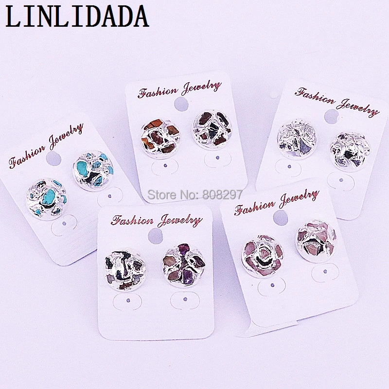 6Pair Natural Stone Stud Earrings 15mm Sliver Plating Round shape Fashion Gem Earring
6Pair Natural Stone Stud Earrings 15mm Sliver Plating Round shape Fashion Gem Earring