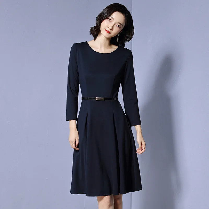 2019 Spring New Pattern European Will Code Fashion Self-cultivation Thin Solid Color Waist Round Neck In Fund Dress
2019 Spring New Pattern European Will Code Fashion Self-cultivation Thin Solid Color Waist Round Neck In Fund Dress