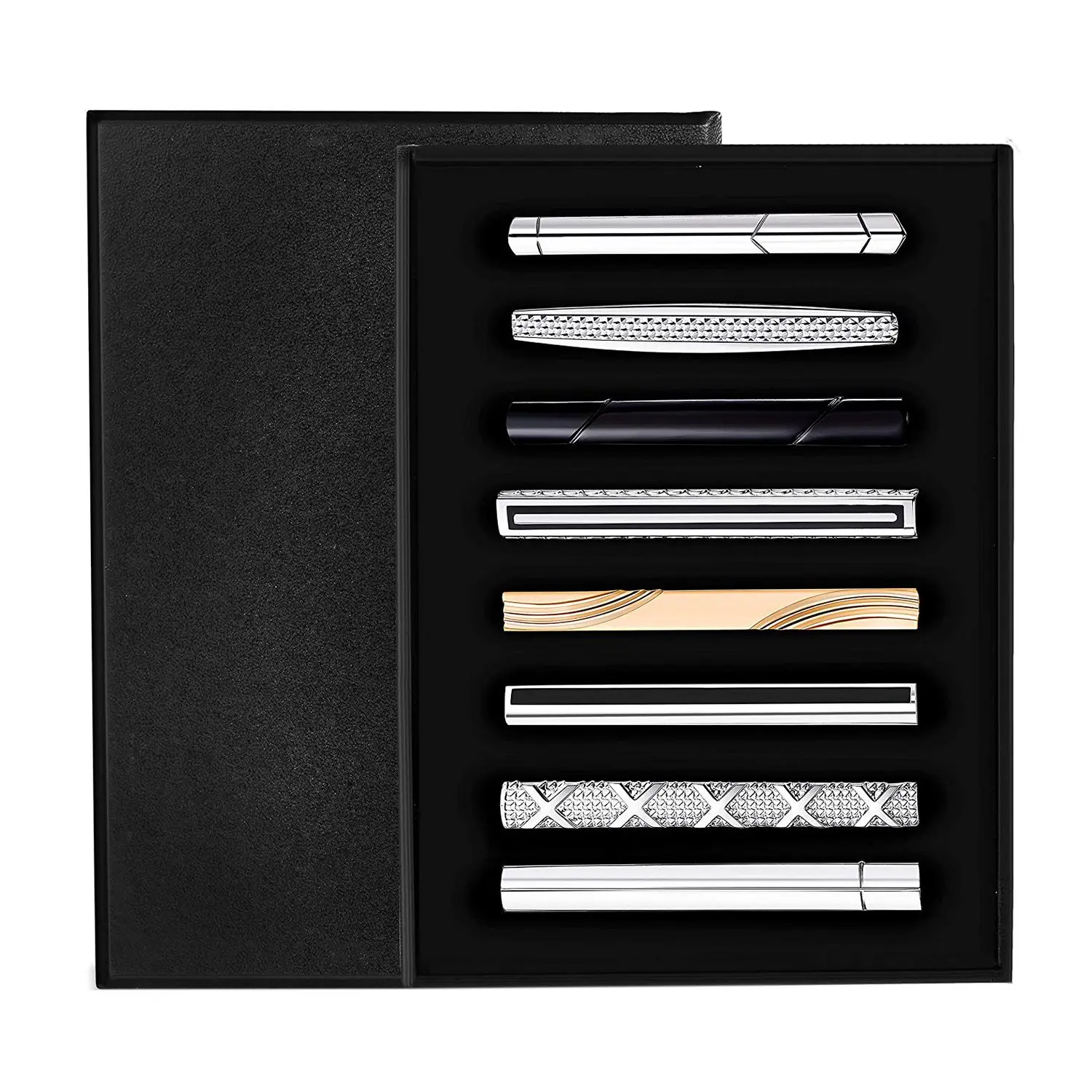 8 Pcs Tie Clips Set for Men Tie Bar Clip Set for Regular Ties Necktie Wedding Business Clips with Box, Color B: 8 Pcs + a tie
8 Pcs Tie Clips Set for Men Tie Bar Clip Set for Regular Ties Necktie Wedding Business Clips with Box, Color B: 8 Pcs + a tie