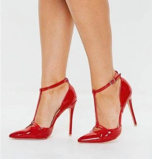 Stylish Red Patent Leather T Bar Pump Women Shoes Pointed Toe Ankle Strap Wedding Shoes Bride Low Cut High Stiletto Shoes
Stylish Red Patent Leather T Bar Pump Women Shoes Pointed Toe Ankle Strap Wedding Shoes Bride Low Cut High Stiletto Shoes