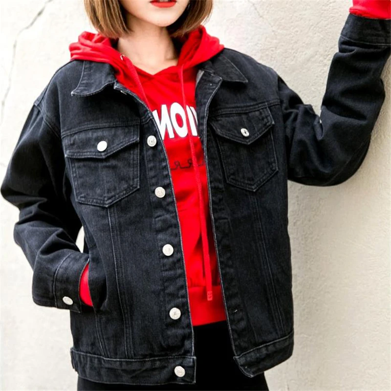 Harajuku Women Denim Jacket Black Loose Coat Casual Vintage Denim Female Outwear 2019 Solid Color Single Breasted Jacket ZJK11
Harajuku Women Denim Jacket Black Loose Coat Casual Vintage Denim Female Outwear 2019 Solid Color Single Breasted Jacket ZJK11