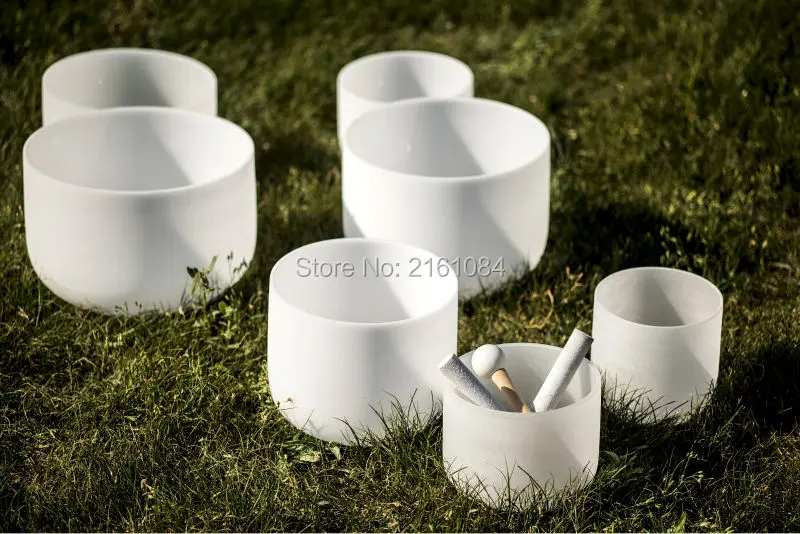 7" 9" 11" 13" 4pcs frosted crystal singing bowls with any note with one free suede and o-ring
7" 9" 11" 13" 4pcs frosted crystal singing bowls with any note with one free suede and o-ring