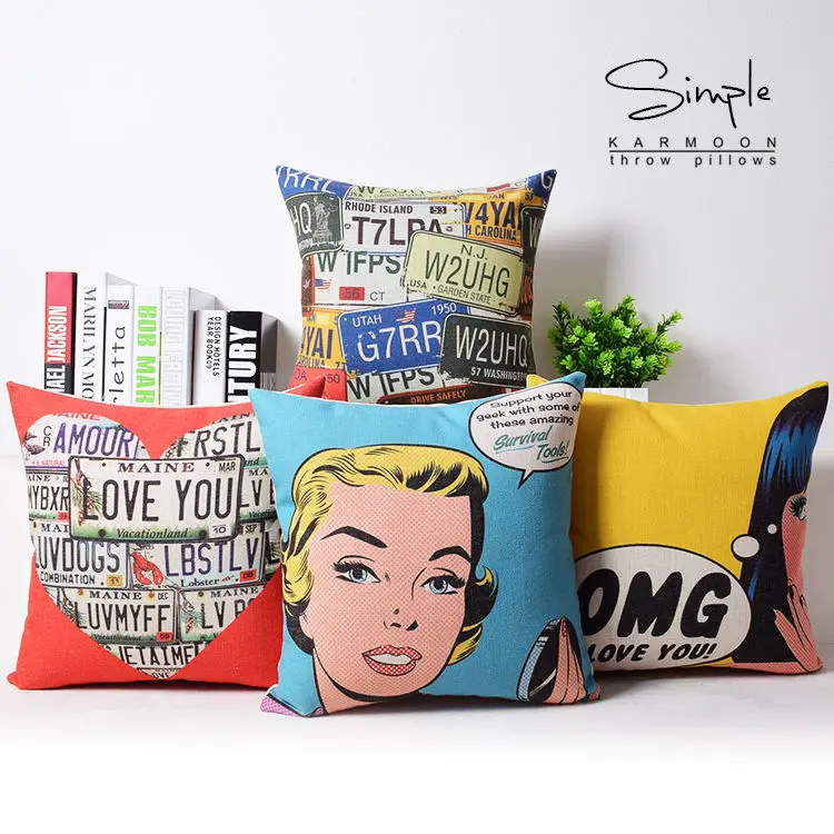 Retro Pop Art USA Multi Plates Flax Linen Pillow Soft Room Gift Single Sides Printing Case Girl Cushion Case 18"
Retro Pop Art USA Multi Plates Flax Linen Pillow Soft Room Gift Single Sides Printing Case Girl Cushion Case 18"