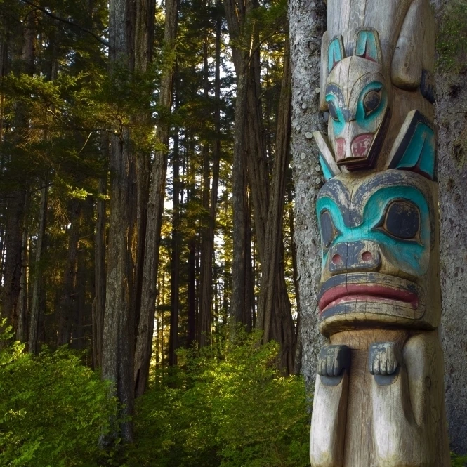 Нативный Тотем Pole In Sitka National Historical Park Аляска плакат печать (11x17) - купить по