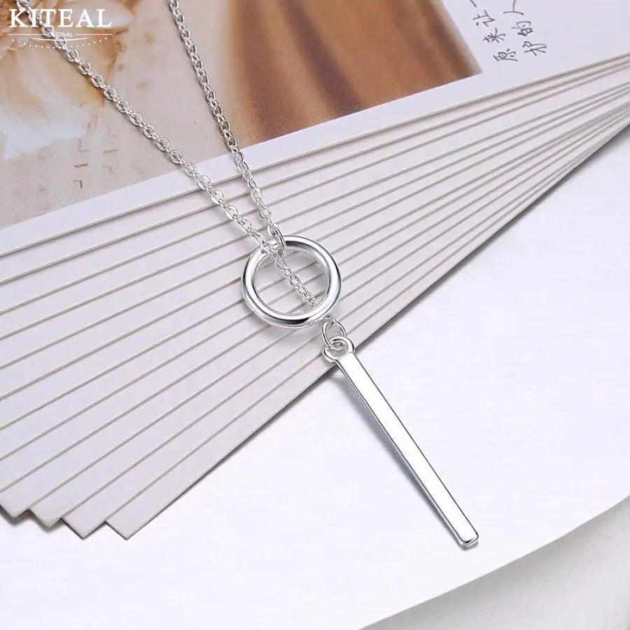 New 925 stamp Silver Jewelry Circle Strip stick Long Chain Necklace collares kolye bijoux femme women Choker Necklace S-N51
New 925 stamp Silver Jewelry Circle Strip stick Long Chain Necklace collares kolye bijoux femme women Choker Necklace S-N51