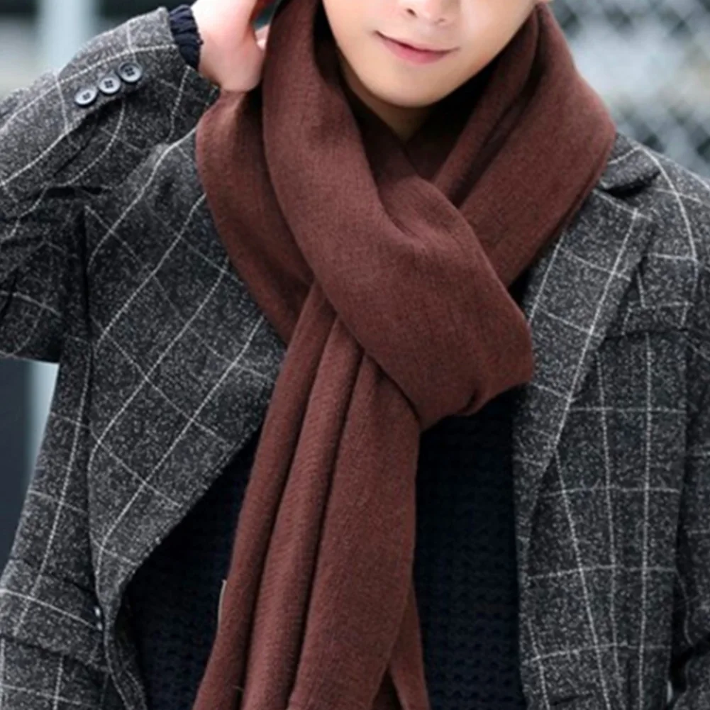 Мужские зимние толстые теплые длинные шарфы из искусственного кашемира модные