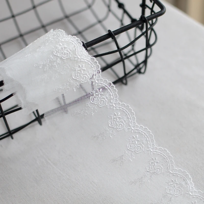 

14yards white Gauze mesh embroidery thread Lace Trim lace fabric DIY clothing dress patchwork home textile Sewing Accessories