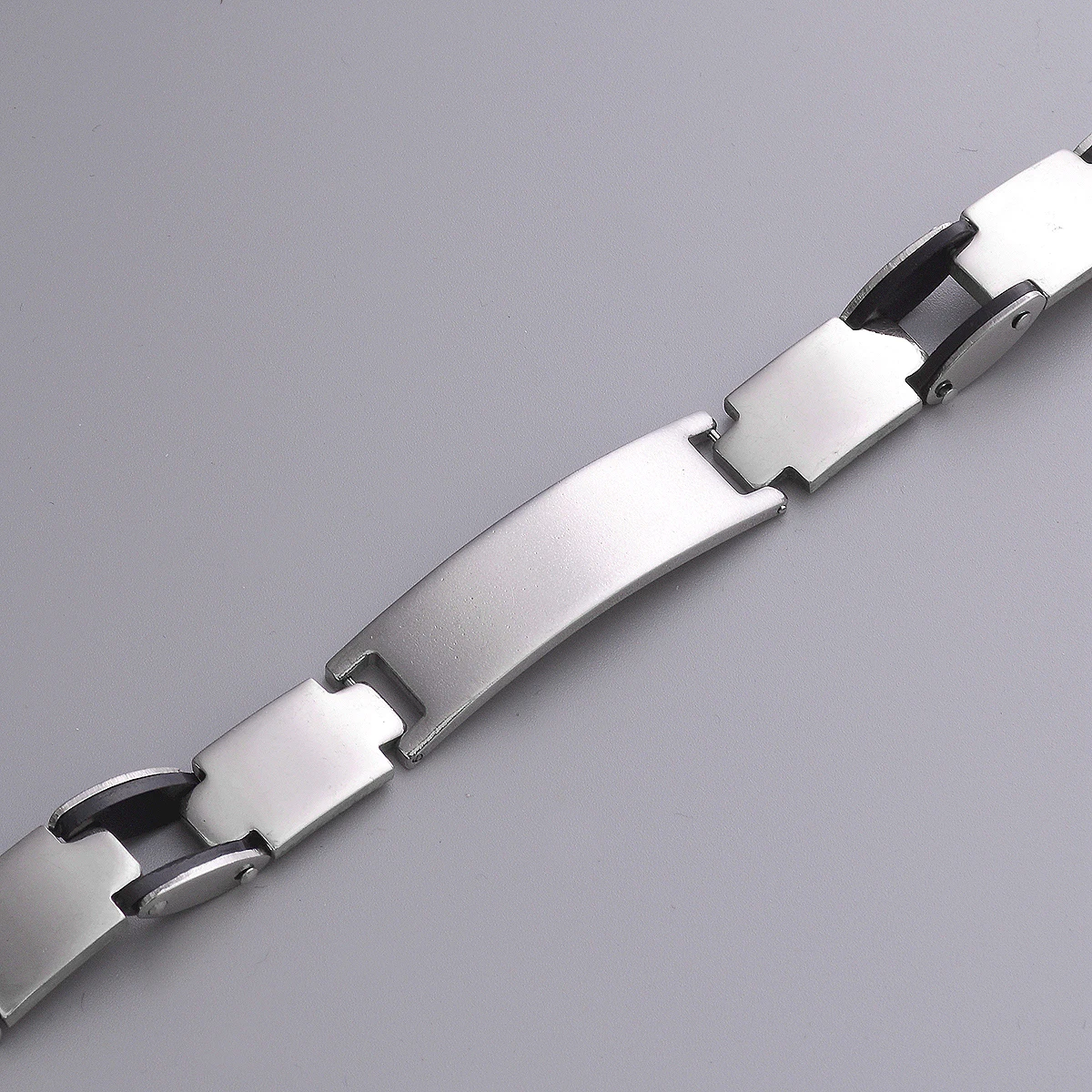 AMGJ Black Silicone Bracelet Bangle Hip Hop Cross Stainless Steel ID Custom Charm | Украшения и аксессуары