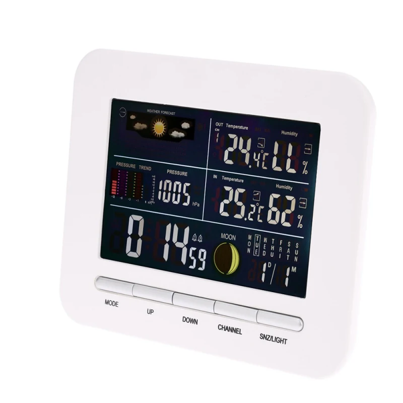 Weather Station Barometer Thermometer Hygrometer Wireless Sensor Forecast In/Outdoor Digital Alarm Clock EU Plug | Дом и