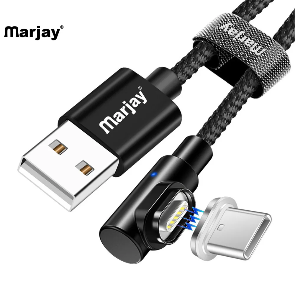 Магнитный usb-кабель Marjay Type-C зарядный кабель для Xiaomi магнитный 90 градусов быстрой