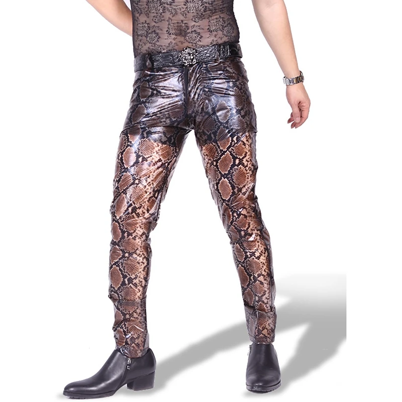 Sexy Men Snake Print Faux Leather Pants Fashion PVC See Through Glossy Stage Long Trousers Gay Nightclub Wear Plus Size
Sexy Men Snake Print Faux Leather Pants Fashion PVC See Through Glossy Stage Long Trousers Gay Nightclub Wear Plus Size