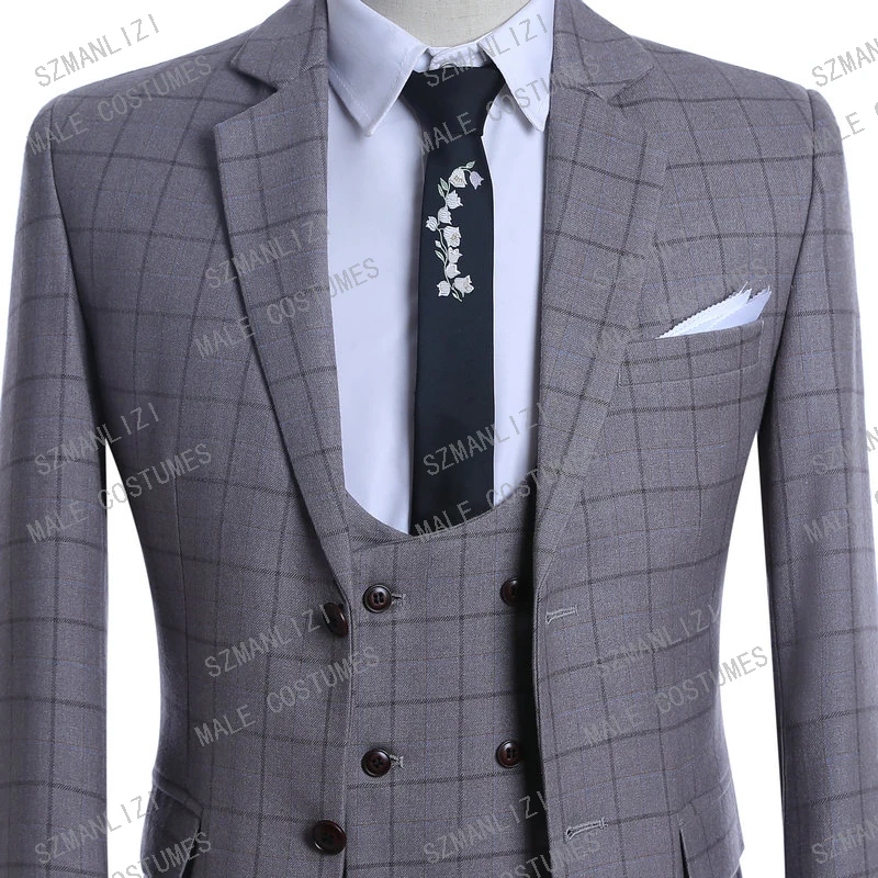 Costume Homme Mariage Terno Masculino 2019 High Quality Suit Men Grey Grid Slim Fit 3 Piece Men Suits Wedding Suit Groom Suit
Costume Homme Mariage Terno Masculino 2019 High Quality Suit Men Grey Grid Slim Fit 3 Piece Men Suits Wedding Suit Groom Suit