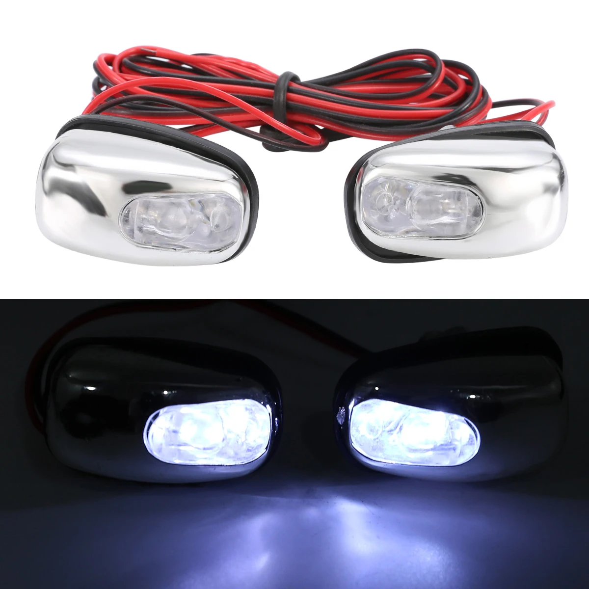 New Pair Chrome White LED Light Lamp Windshield Jet Spray Nozzle Wiper Washer Eyes for Car Decorative Lamps
New Pair Chrome White LED Light Lamp Windshield Jet Spray Nozzle Wiper Washer Eyes for Car Decorative Lamps