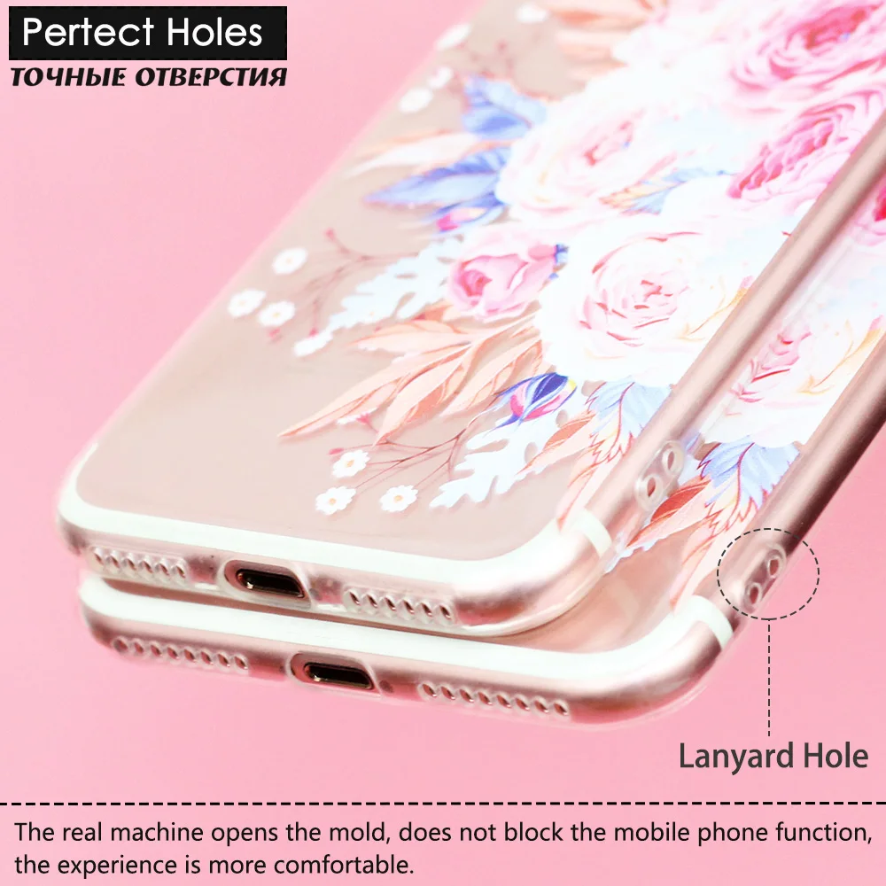 JONSNOW For iPhone 7 Flowers Pattern Soft Case X 6S 8 Plus Clear Back Cover for 5 5S SE Capa Coque Fundas | Мобильные телефоны и