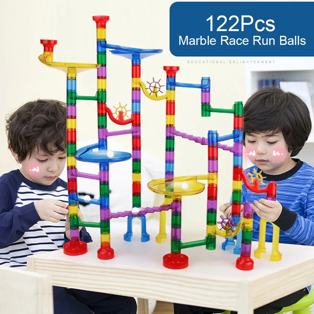 

122Pcs DIY Construction Marble Run Toy Marble Game Maze Balls Pipeline Educational Toys Construction Building Blocks Toy for Kid