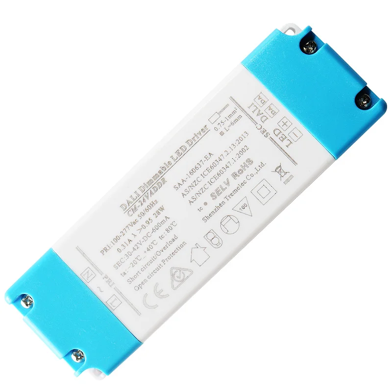 18-24W DALI Dimming led driver transformer EMC LVD SELV isolation design 0.6A 30-42Vdc constant current dimming range 1-100%
18-24W DALI Dimming led driver transformer EMC LVD SELV isolation design 0.6A 30-42Vdc constant current dimming range 1-100%