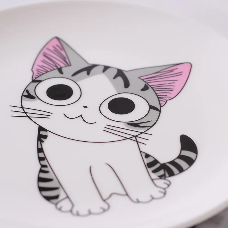 Керамическая тарелка с мультяшным котом креативная кухонная Милая Белая стейк