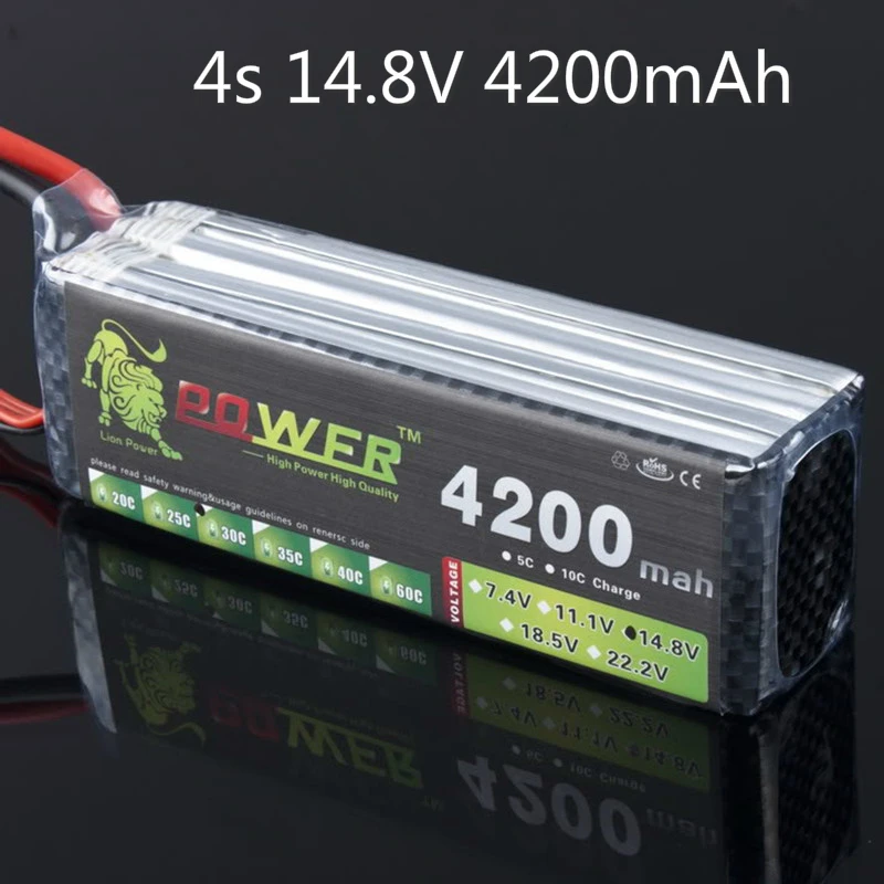 Lion Power Lipo Battery 14.8V 4200mAh 30C MAX 40C T/XT60 Plug for RC Car Airplane Helicopter DJI F550 Multirotor Part 4S Li-po
Lion Power Lipo Battery 14.8V 4200mAh 30C MAX 40C T/XT60 Plug for RC Car Airplane Helicopter DJI F550 Multirotor Part 4S Li-po