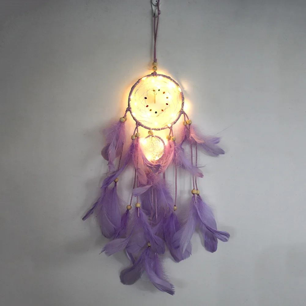 Creative Night Light Dream Catcher Mural Decoration Pendant Two Ring Simple Wall-Mounted Best Friend | Дом и сад