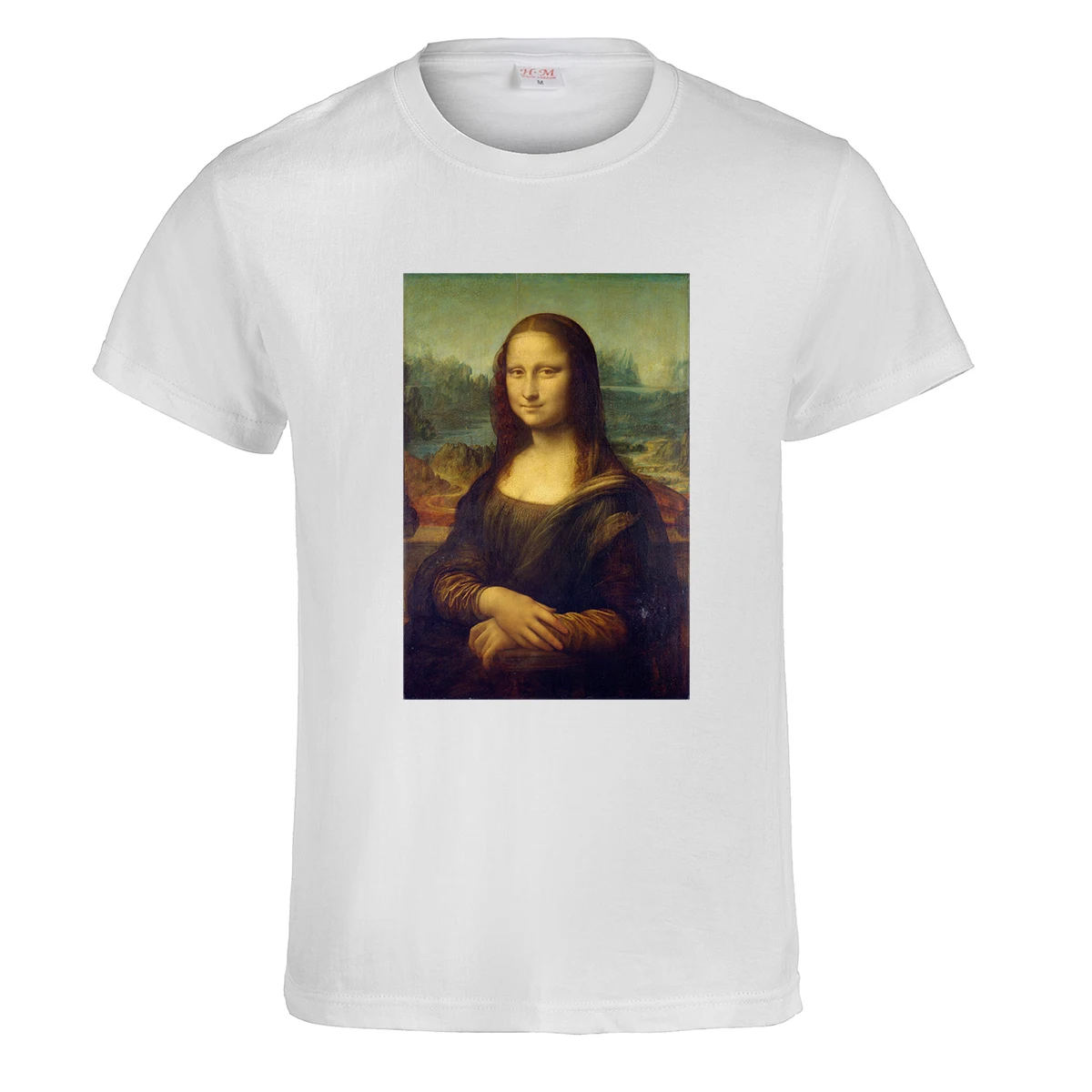 Monalisa улыбка Для Мужчин's женщин Повседневная футболка для отдыха с круглым