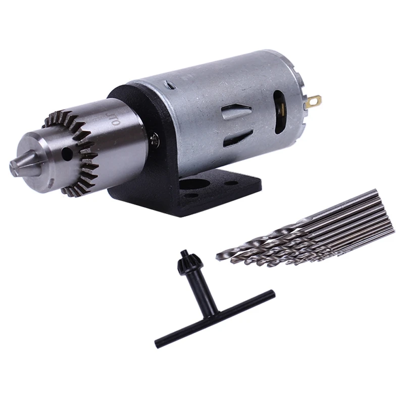 Mini Dc 12V Electric Motor Wood Pcb Hand Drill Press Drilling Set With 10Pc 0.5-3Mm Twist Bits And Jt0 Chucks Bracket Stand
Mini Dc 12V Electric Motor Wood Pcb Hand Drill Press Drilling Set With 10Pc 0.5-3Mm Twist Bits And Jt0 Chucks Bracket Stand