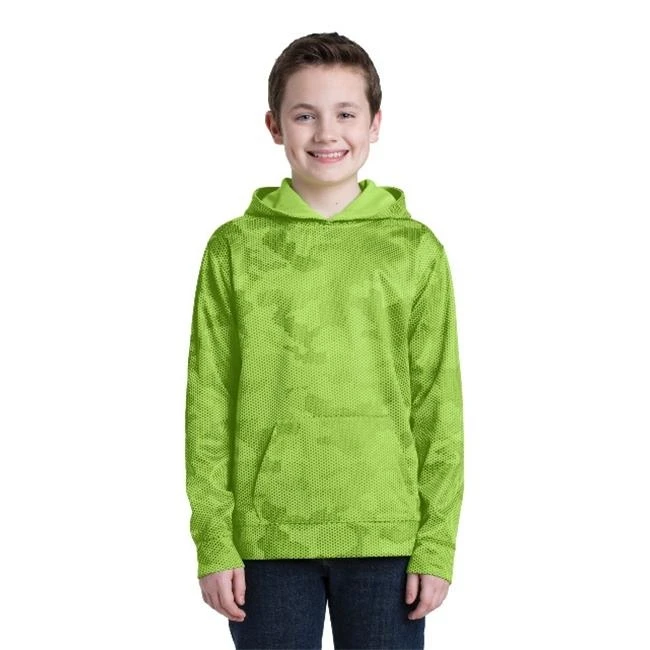 Фото Спортивный Tek YST240 Youth Sport Wick CamoHex флисовый пуловер с капюшоном Lime Shock Extra Large|Мужские