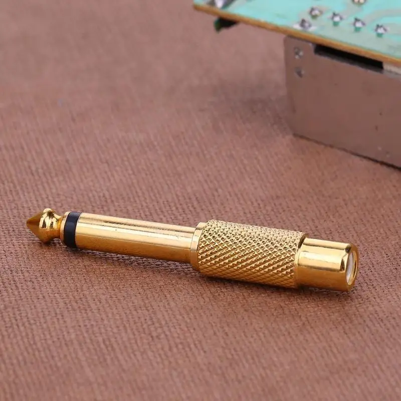 Gold 6.35mm 1/4in Mono Male Jack to RCA Female Plug Audio Adapter Connector | Электроника