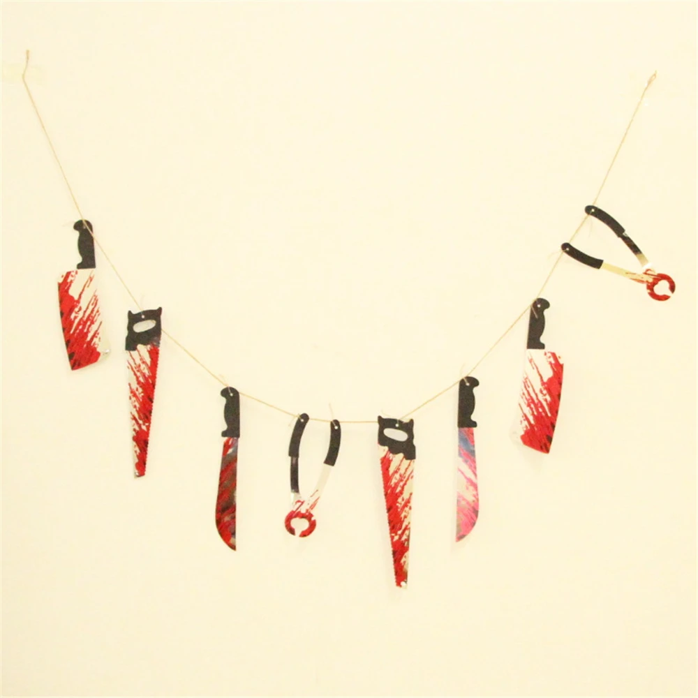 100 sets Horror Spooky Halloween Party Haunted House Hanging Garland Pendant Banner Decoration Blood Knifes Tools
100 sets Horror Spooky Halloween Party Haunted House Hanging Garland Pendant Banner Decoration Blood Knifes Tools