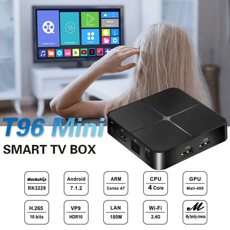 T96 мини сетевой плеер для RK3229 1 + 8G/2 16G Android 7 4K tv Box Поддержка MS офисного слова PPT Excel