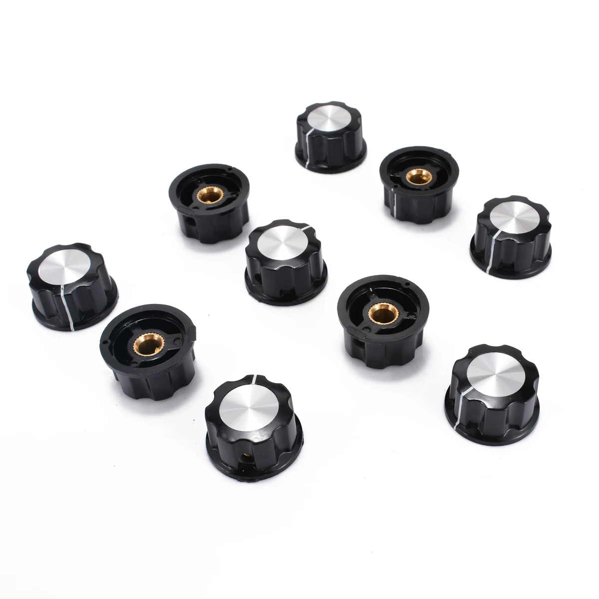 10Pcs/Lot Electronic Instrument Rotary Knob Top Rotary Control Turning Knob for Hole 6mm Dia. Shaft Potentiometer Knob Cap
10Pcs/Lot Electronic Instrument Rotary Knob Top Rotary Control Turning Knob for Hole 6mm Dia. Shaft Potentiometer Knob Cap