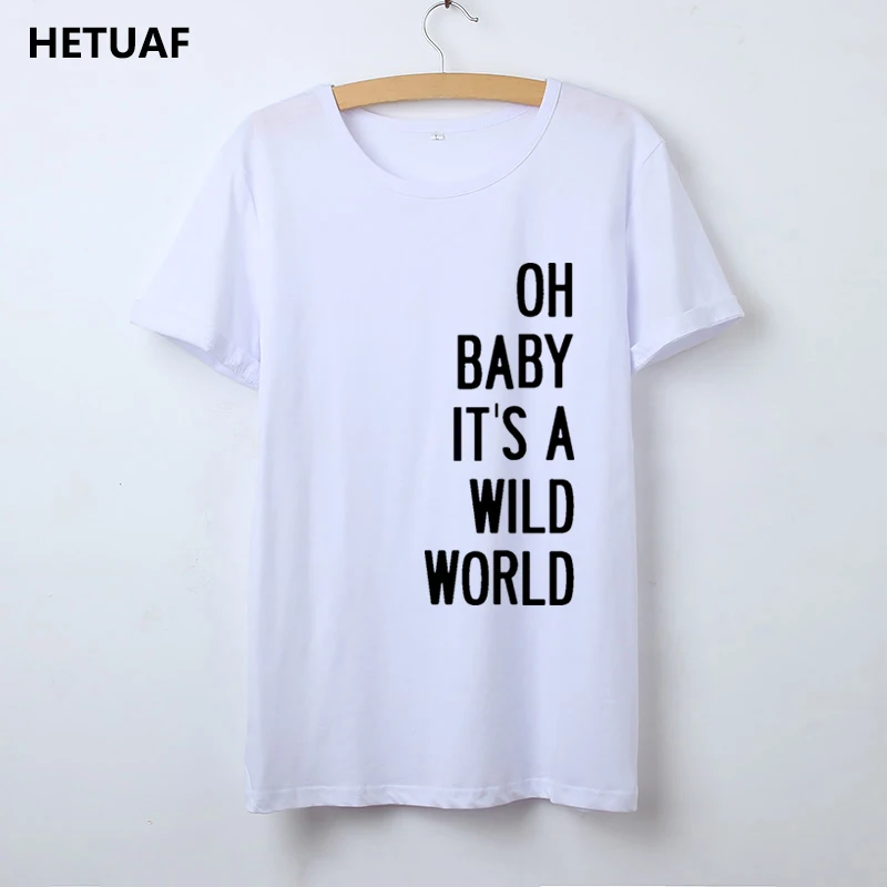 HETUAF Hipster Funny Tshirt Women Tops Oh Baby Wild World T-shirt Women Cotton Printed Black White Tee Shirt Femme Dropshipping
HETUAF Hipster Funny Tshirt Women Tops Oh Baby Wild World T-shirt Women Cotton Printed Black White Tee Shirt Femme Dropshipping