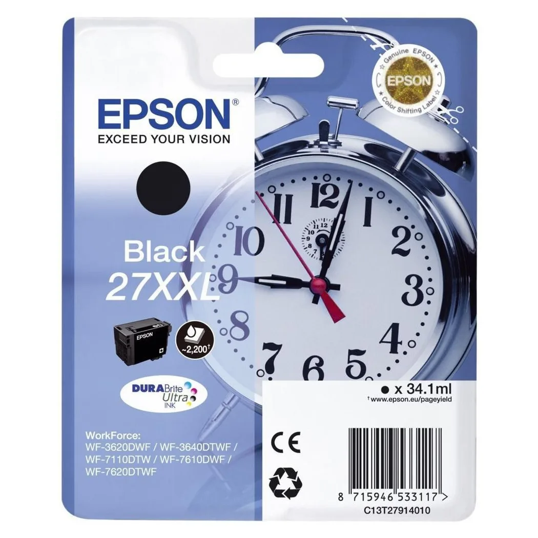 Epson singlepack черный 27xxl Durabrite Ультра тонкое Wf 3620dwf 3640dtwf 7110dtw 7610dwf 7620dtwf 34|Чернильные