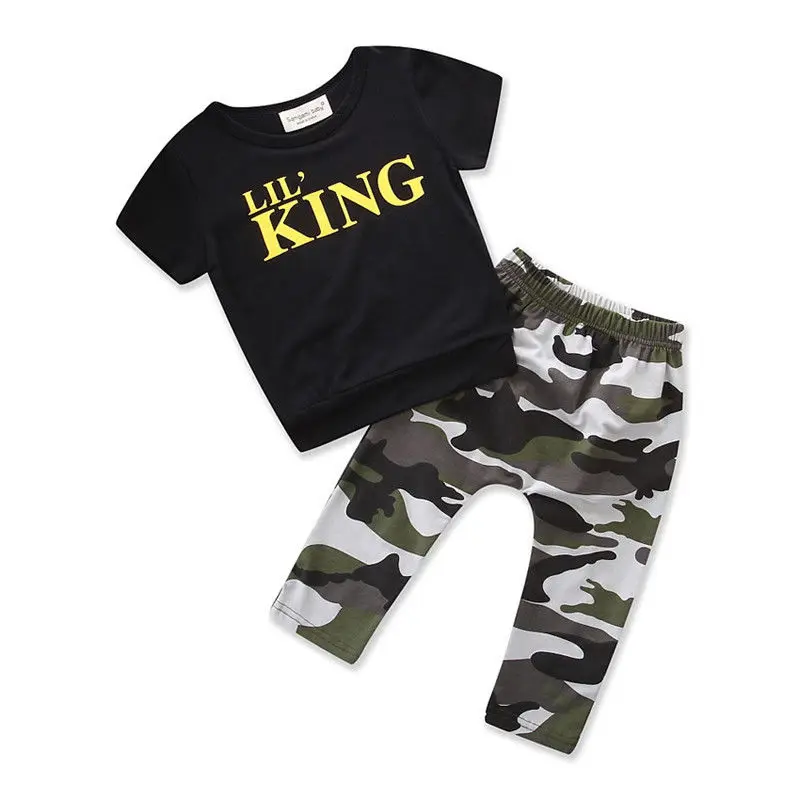 toddler boys clothing set Letter long sleeve T shirt Tops+Camouflage Pants Autumn Winter Children Kids Outfits Clothes Sets |