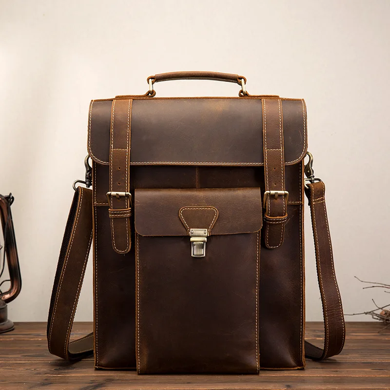 High Quality Genuine Leather Rucksack Daypack Cross Body Shoulder Computer Bag Male Crazy Horse Cowhide Knapsack Men Backpack
High Quality Genuine Leather Rucksack Daypack Cross Body Shoulder Computer Bag Male Crazy Horse Cowhide Knapsack Men Backpack