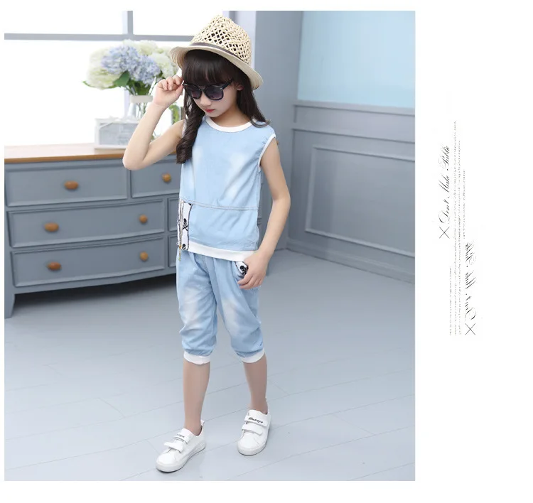 Summer Children's Suits Cuhk Girls Wash Jeans Vest + Pant Children's Trousers Two-piece Suit 4-12 Ages
Summer Children's Suits Cuhk Girls Wash Jeans Vest + Pant Children's Trousers Two-piece Suit 4-12 Ages