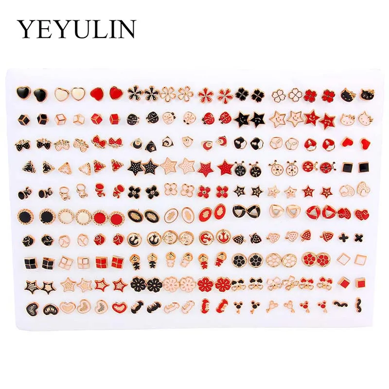 100pairs Mixed Enamel Love Heart Rose Flower Stud Earrings for Women Girls Cat Ladybug Strawberry Ears Jewelry Gift Wholesale
100pairs Mixed Enamel Love Heart Rose Flower Stud Earrings for Women Girls Cat Ladybug Strawberry Ears Jewelry Gift Wholesale