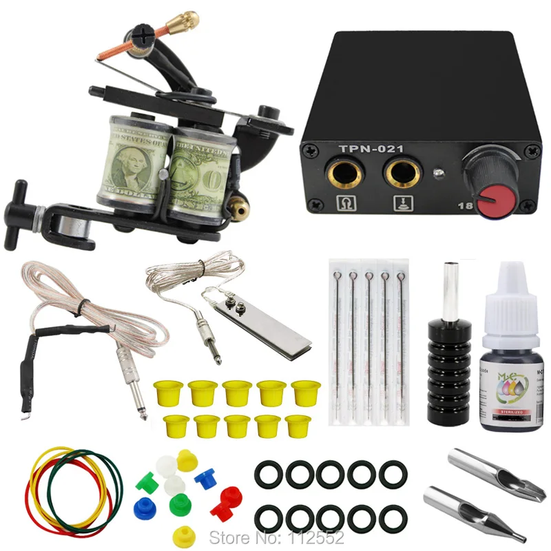 Complete Tattoo Kits 1 machine Gun Power Supply Needle Grips Tip Ink Beginner Set Black Pigment ink
Complete Tattoo Kits 1 machine Gun Power Supply Needle Grips Tip Ink Beginner Set Black Pigment ink