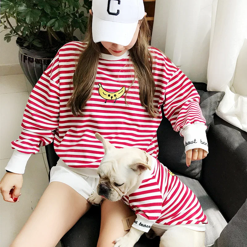 Autumn French Bulldog Sweatshirt Dog Clothes for Small Dogs Striped Hoodies for Chihuahua Dog Parent-child Costume Banana Print
Autumn French Bulldog Sweatshirt Dog Clothes for Small Dogs Striped Hoodies for Chihuahua Dog Parent-child Costume Banana Print