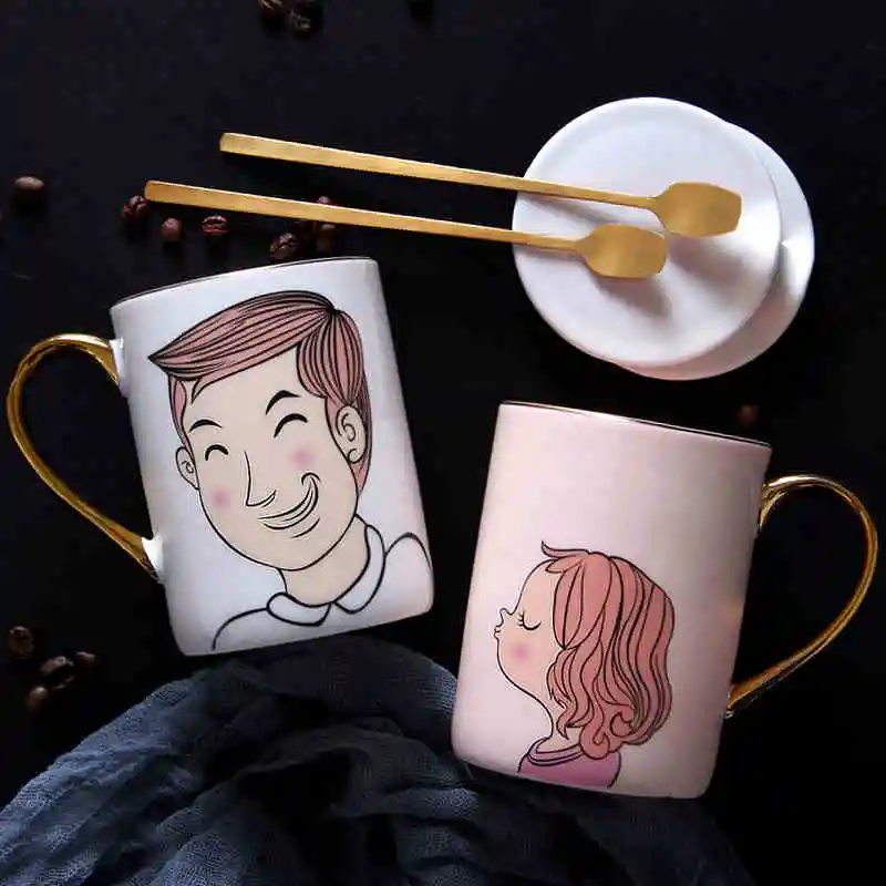 Cartoon Ceramic Coffee Mug With Lid Spoon Milk Tea Couple Cup Home Drinkware Valentine's Day present Lover gift
Cartoon Ceramic Coffee Mug With Lid Spoon Milk Tea Couple Cup Home Drinkware Valentine's Day present Lover gift