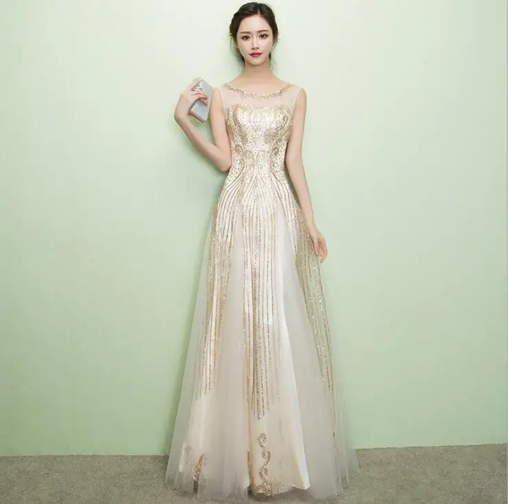 Luxury Champagne Gold Long Evening Party Dresses A Line Sequins Women Formal Dinner party Dress Clothing vestidos
Luxury Champagne Gold Long Evening Party Dresses A Line Sequins Women Formal Dinner party Dress Clothing vestidos