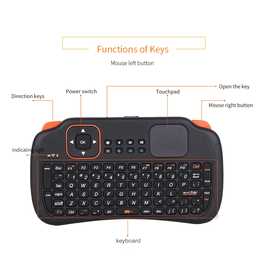 Беспроводная мини клавиатура с сенсорной панелью 2 4G 83 клавишная летучая мышь