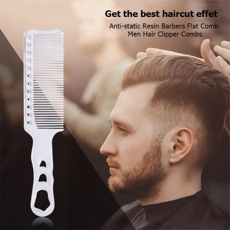 

1pc Professional Resin Material Hair Clipper Comb For Men Anti-static Barber Hair Cutting Comb Hairdressing Flat Combs