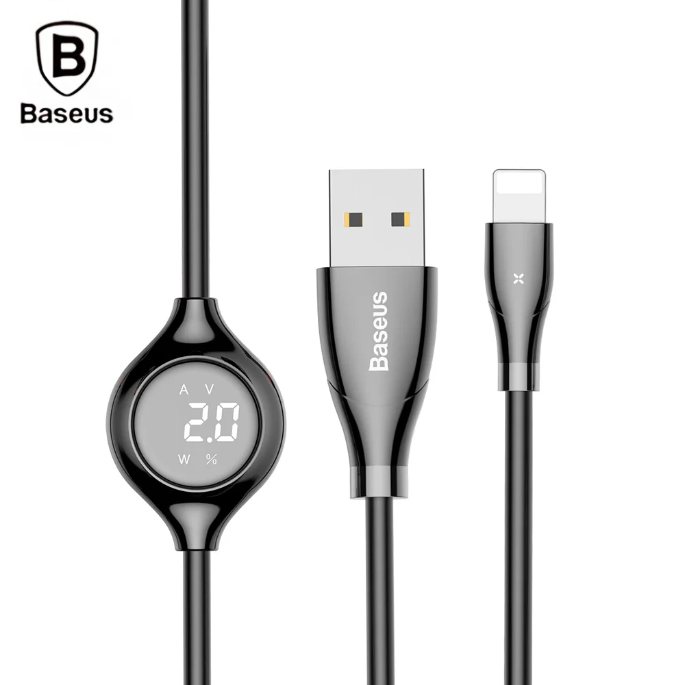Baseus большой глаз цифровой дисплей кабель для зарядки данных 480 Мбит/с 8 Pin 2A 1 м