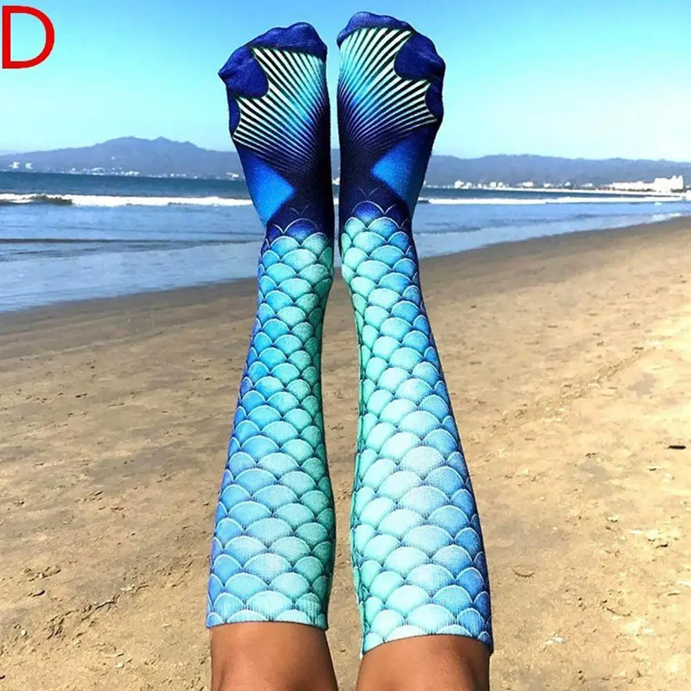 MISSKY для женщин чулок 3D принт хвост русалки Цветочный стиль длинные до колена