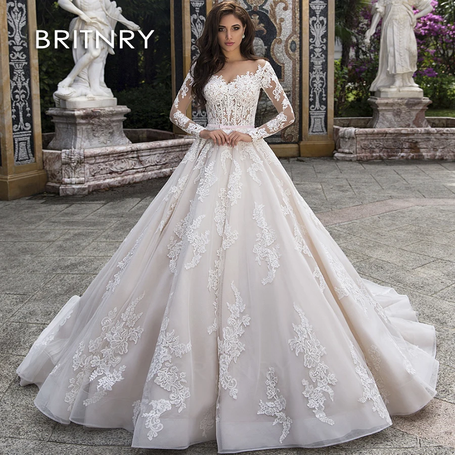 BRITNRY Luxury Long Sleeves Ball Gown Wedding Dress 2020 Bridal Dresses Wedding Gowns Chapel Train Bride Gown Vestido De Noiva
BRITNRY Luxury Long Sleeves Ball Gown Wedding Dress 2020 Bridal Dresses Wedding Gowns Chapel Train Bride Gown Vestido De Noiva